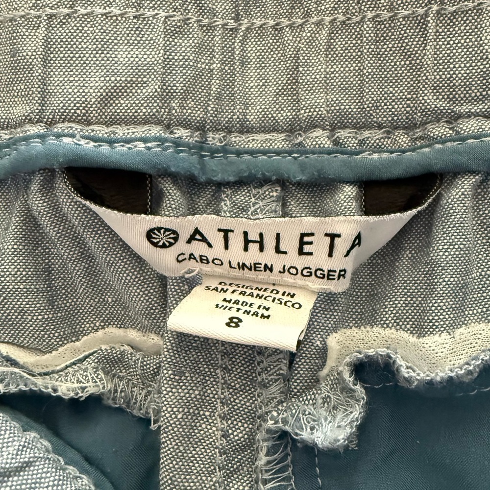 Athleta Cabo Linen Jogger size 8 chambray beach summer - Picture 6 of 9